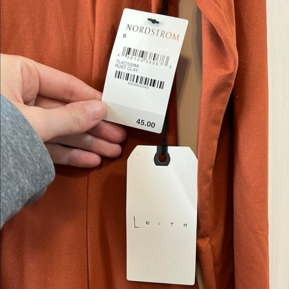 NWT Leith Lightweight Rust Clay Long Sleeve Mini Dress - Size Small - Picture 2 of 10